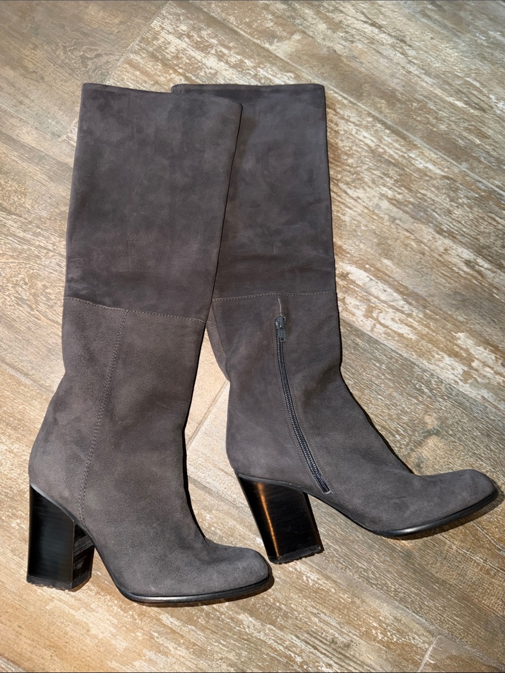 Stuart Weitzman Tall Suede Knee Boots - Charcoal Gray